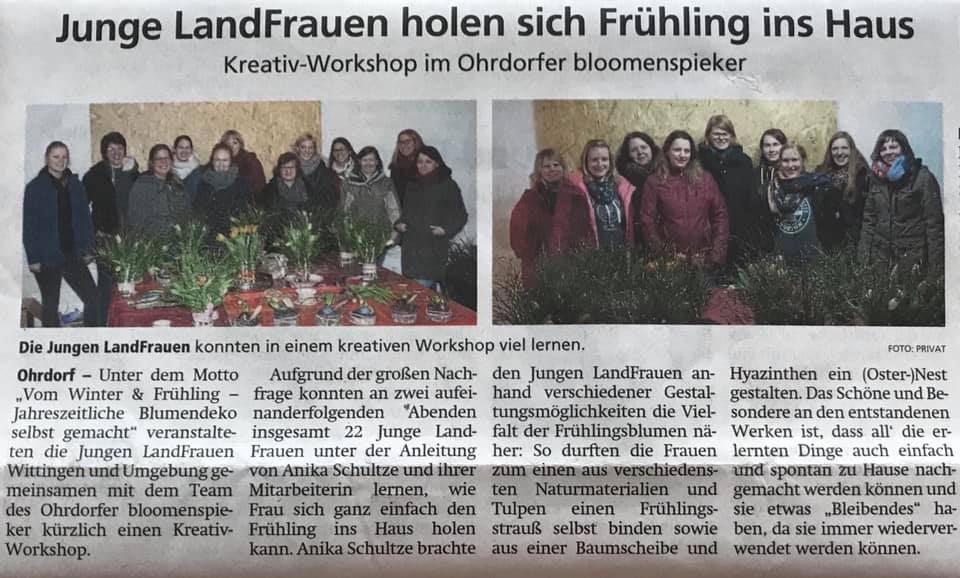 Junge Landfrauen Wittingen - Blumen-Workshop